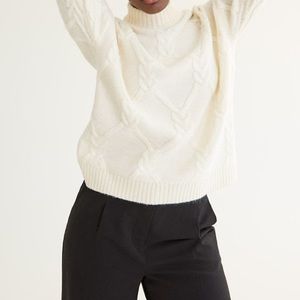 Mock Neck Cable Knit Sweater